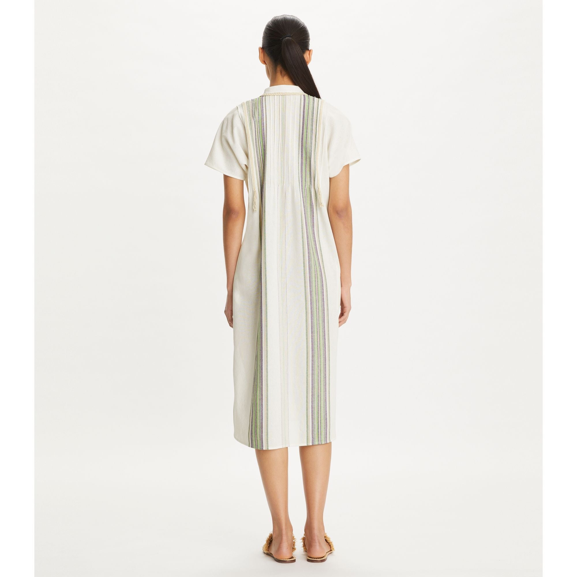Women Striped Midi Caftan - Ivory