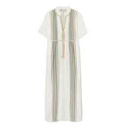 Women Striped Midi Caftan - Ivory