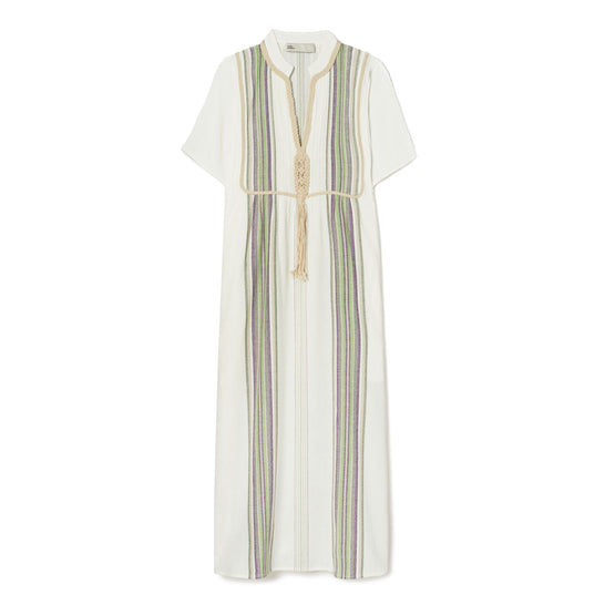 Women Striped Midi Caftan - Ivory
