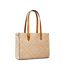 Women T Monogram Contrast Embossed Small Tote - Light Peach