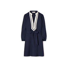 Women Balloon Sleeve Cotton Tunic Dress - Tory Navy