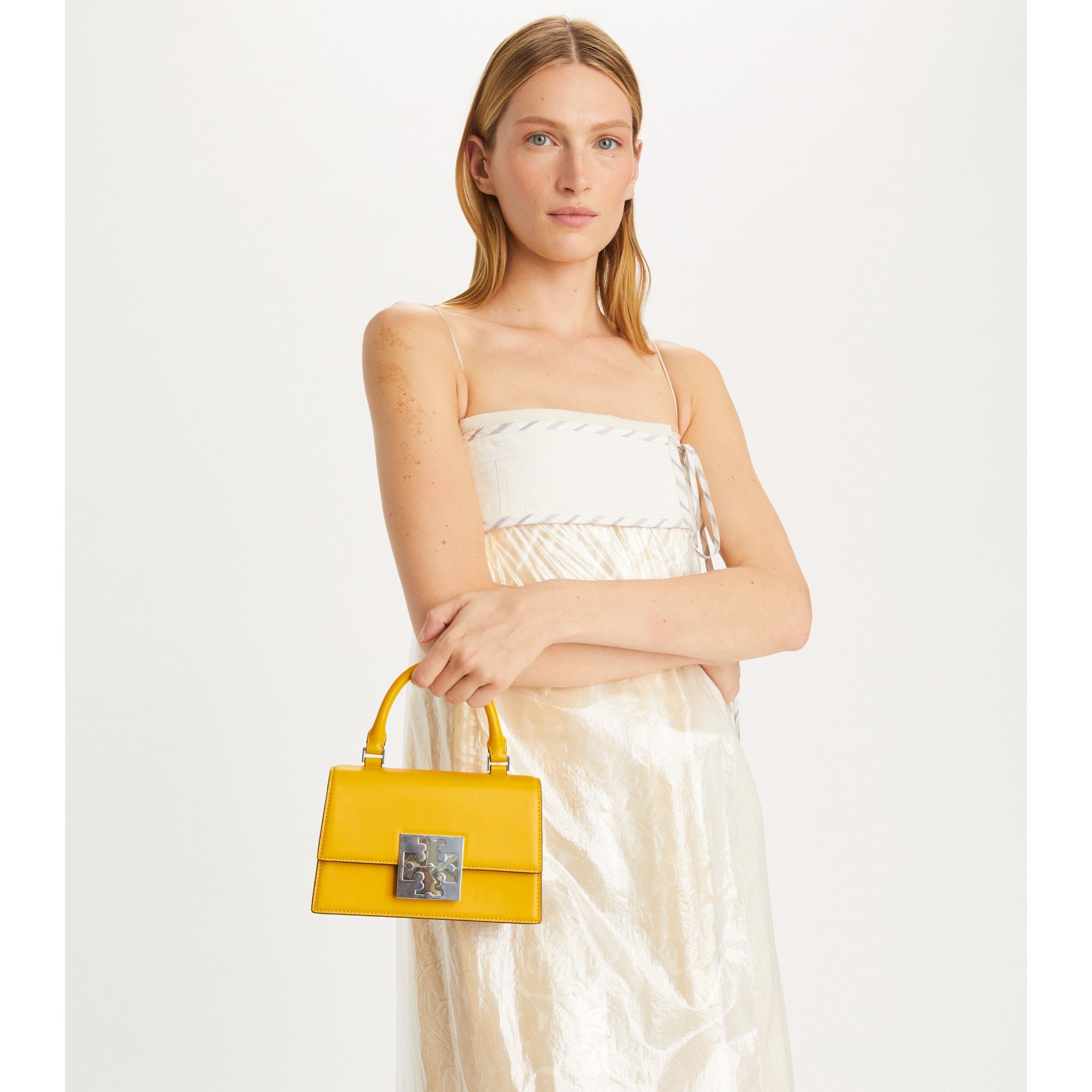 Women Bon Bon Colorblock Mini Top-Handle Bag - Golden Crest