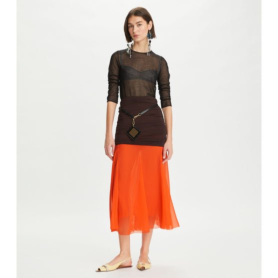 Women Jersey Chiffon Skirt - Dark Tangerine