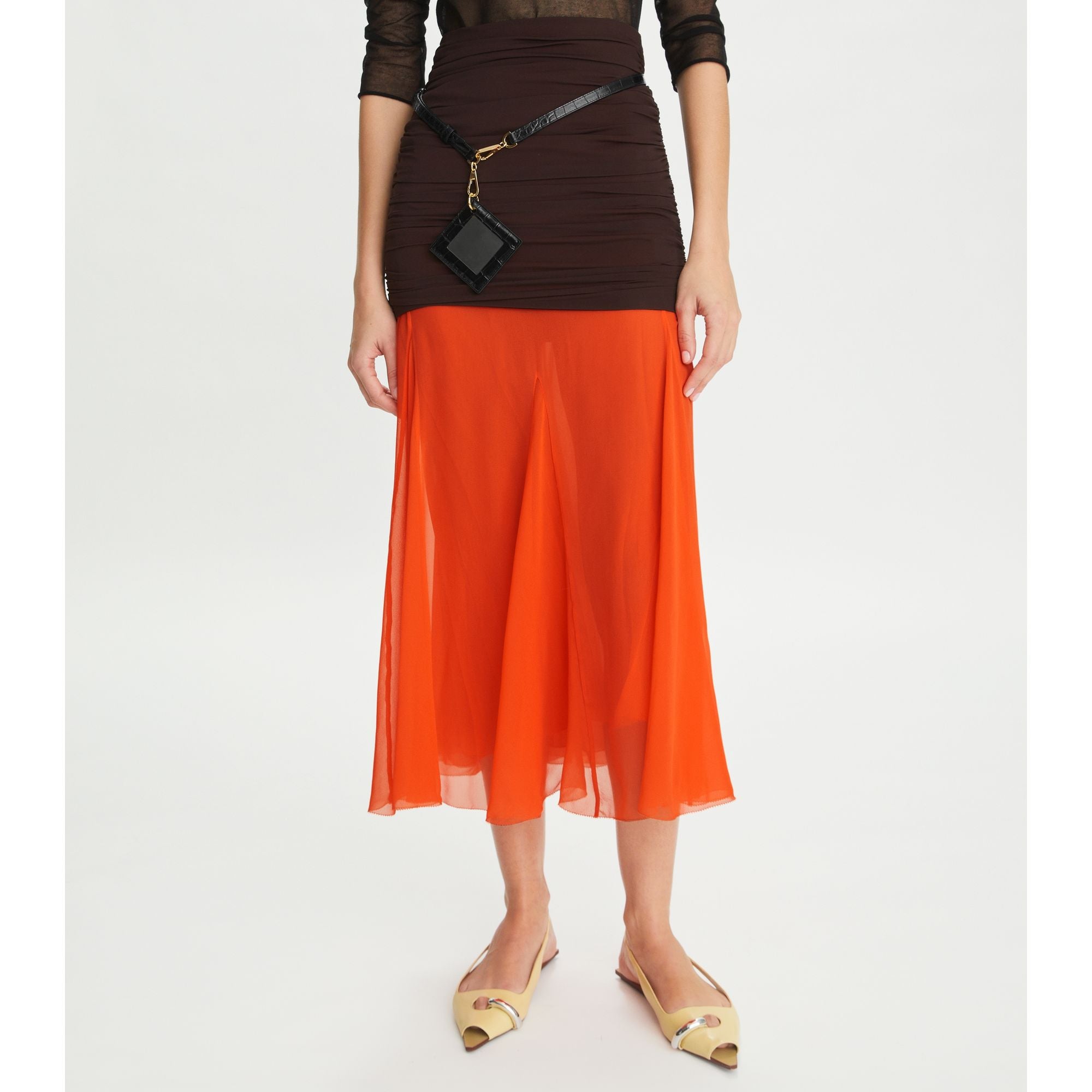 Women Jersey Chiffon Skirt - Dark Tangerine
