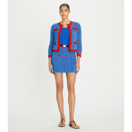 Women Confetti Tweed Mini Skirt - Blue Cosmo / Red Chili