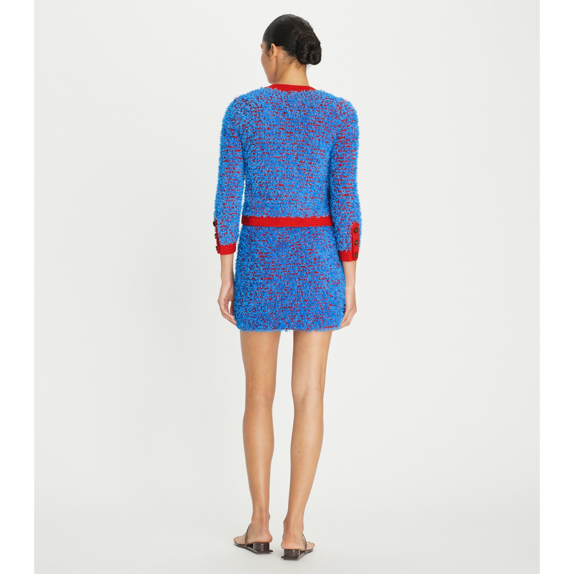 Women Confetti Tweed Mini Skirt - Blue Cosmo / Red Chili
