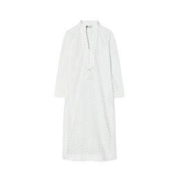 Women Eyelet Midi Tory Tunic - White