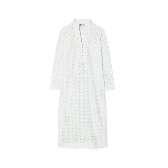 Women Eyelet Midi Tory Tunic - White