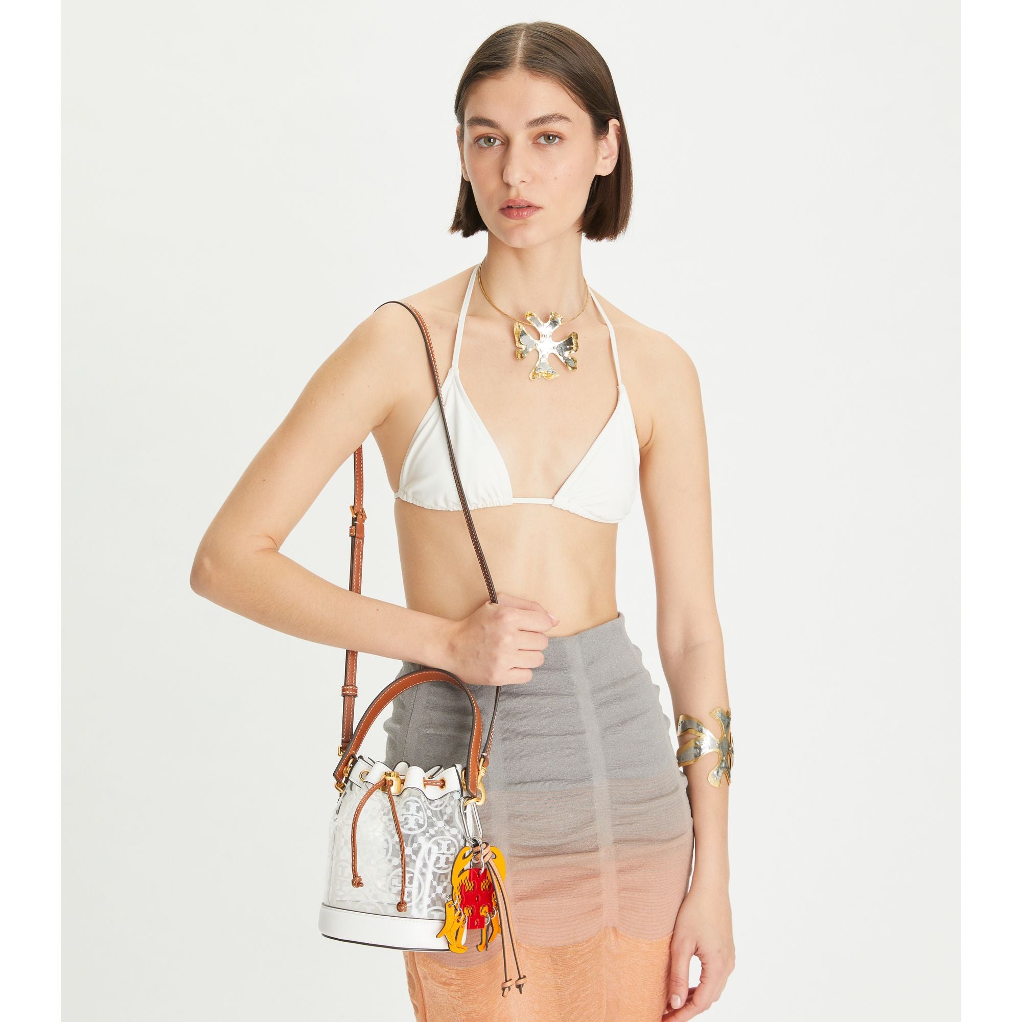 Women T Monogram Tpu Mini Bucket Bag - Clear