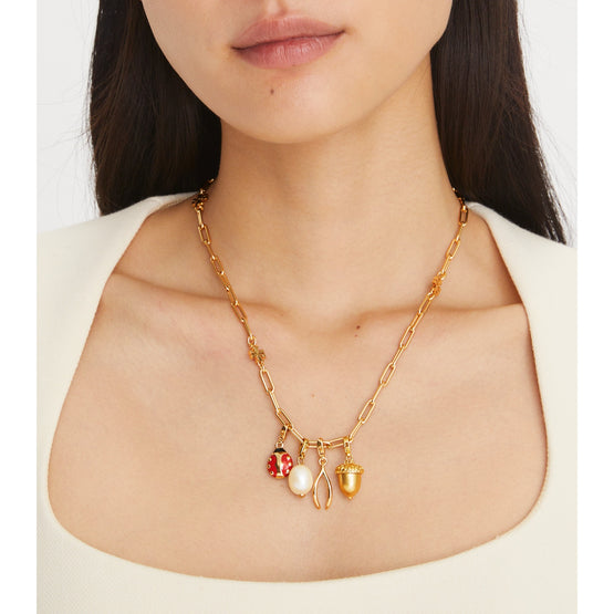 Women Wishbone Charm - Tory Gold