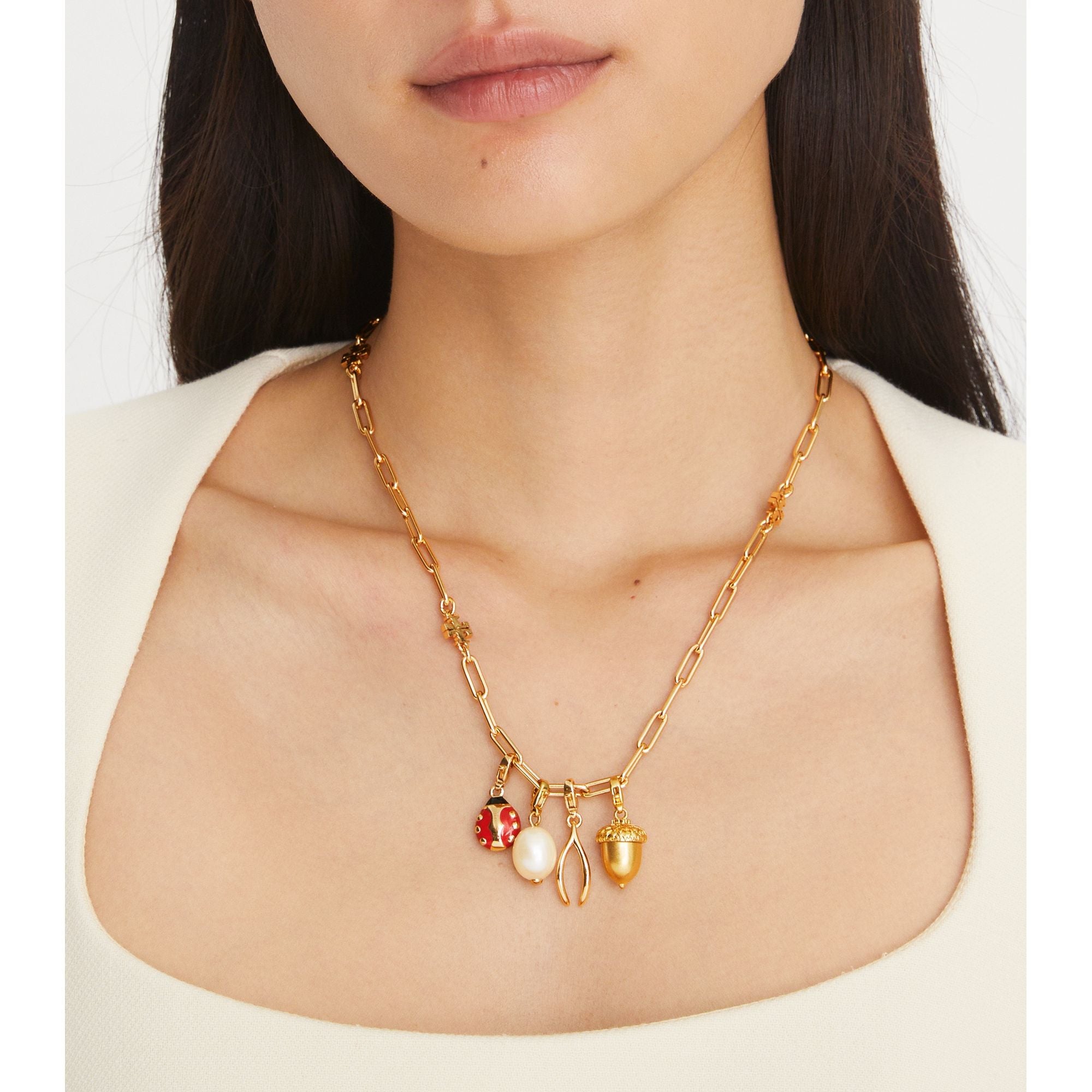 Women Ladybug Charm - Tory Gold / Red