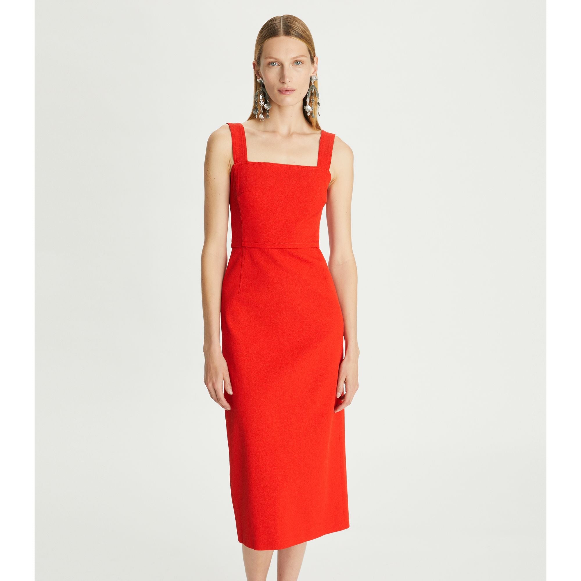 Women Stretch Faille Dress - Goji Berry