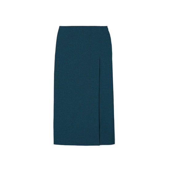 Women Stretch Faille Wrap Skirt - Solar Blue