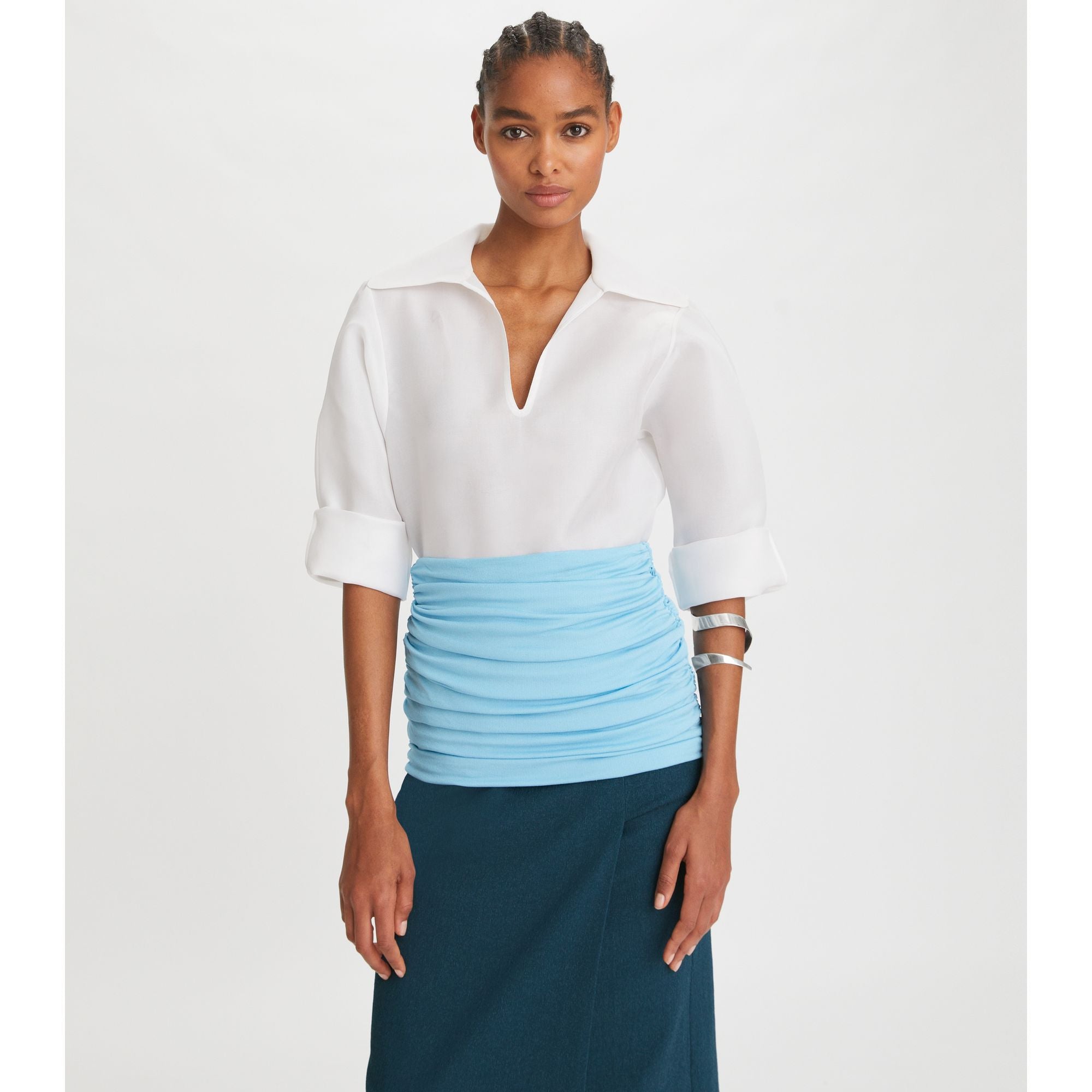 Women Silk Gazar Tunic - White