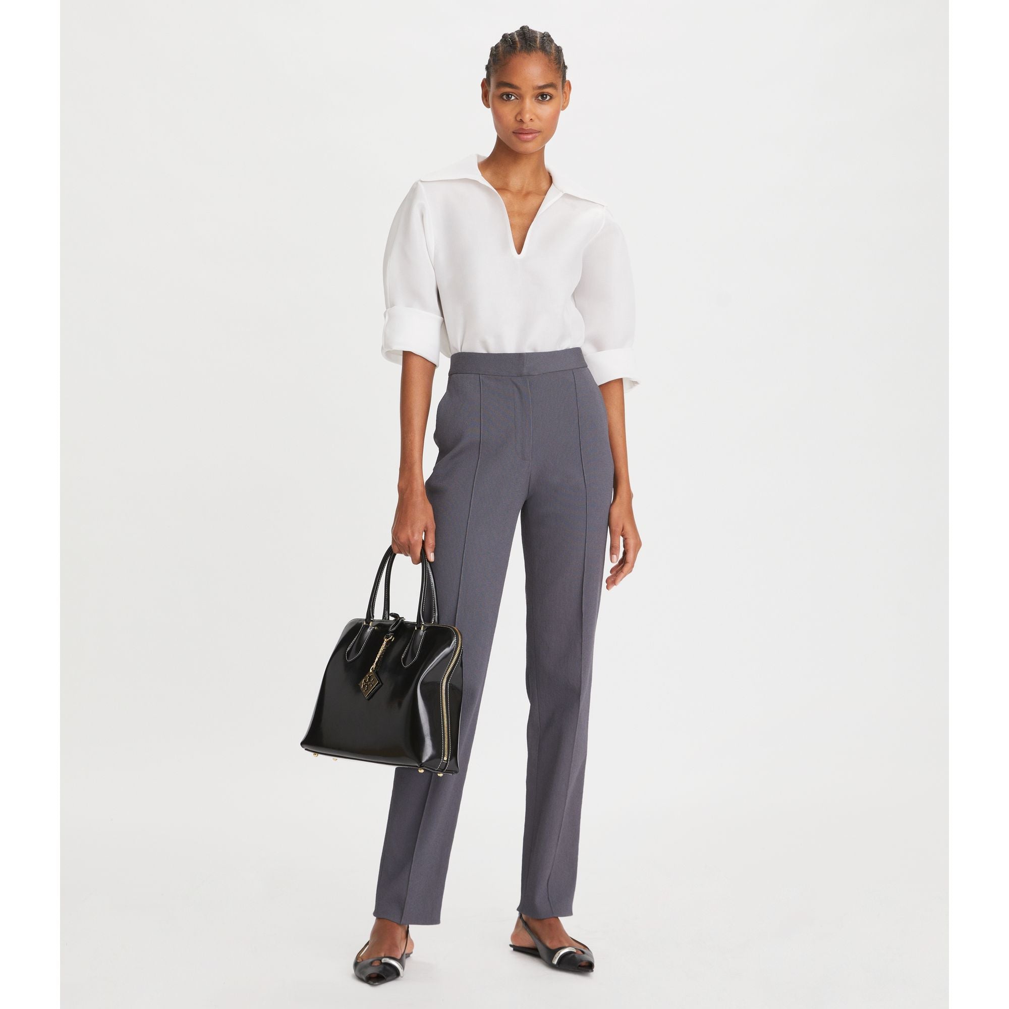 Women Stretch Faille Pant - Dark Charcoal