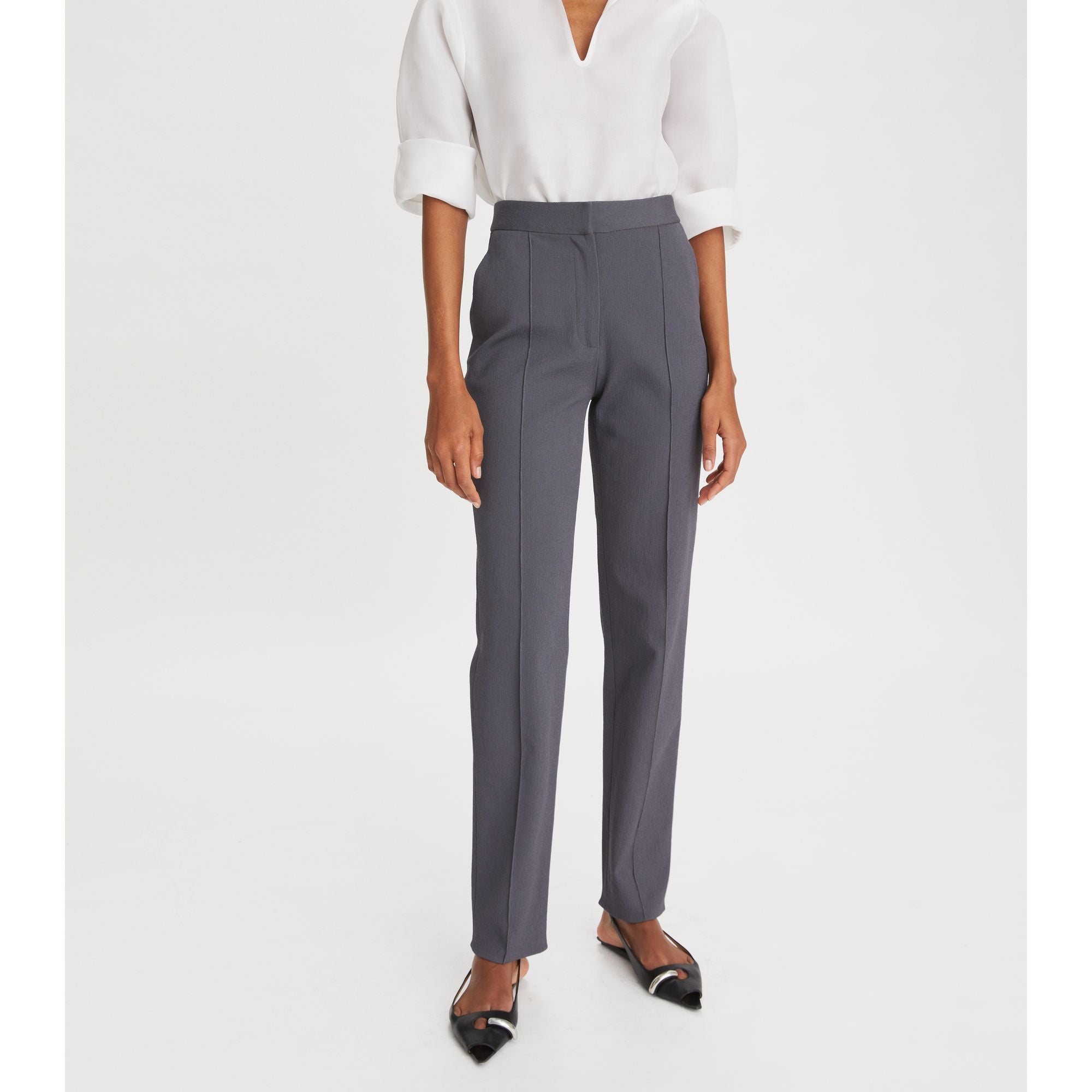 Women Stretch Faille Pant - Dark Charcoal