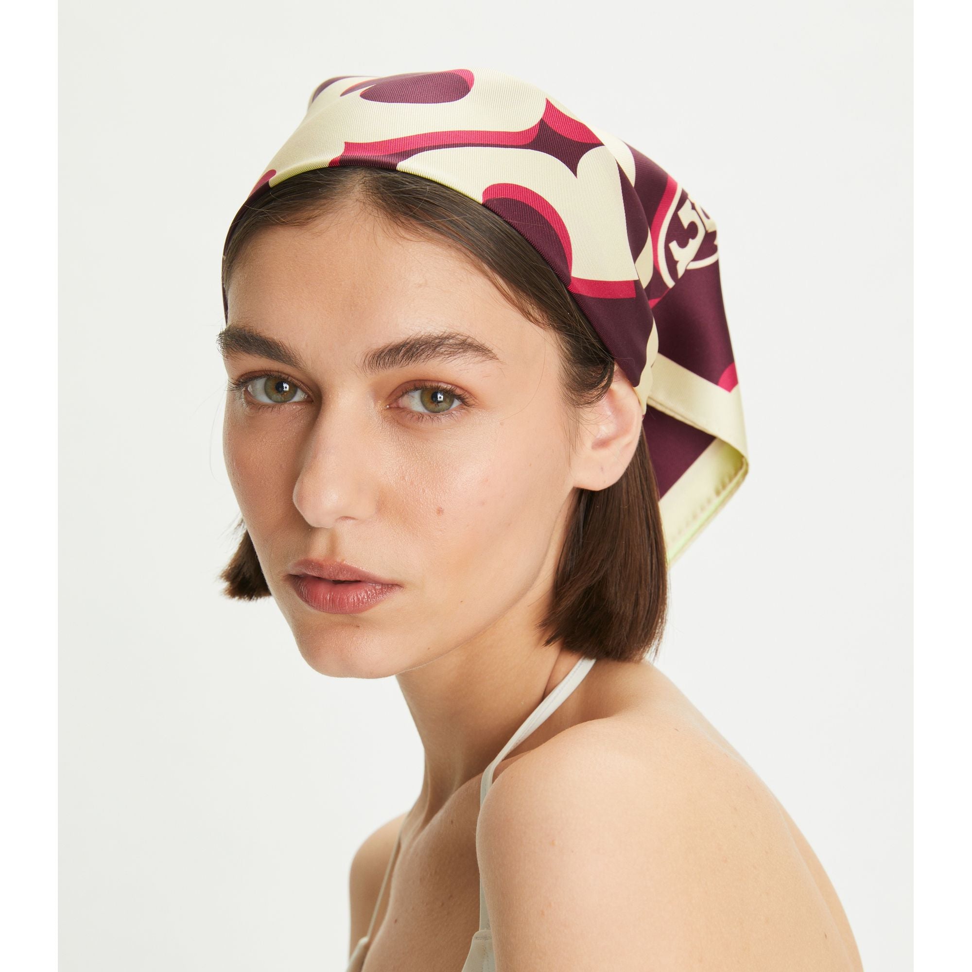 Women T Monogram Silk Neckerchief - Evening Wine