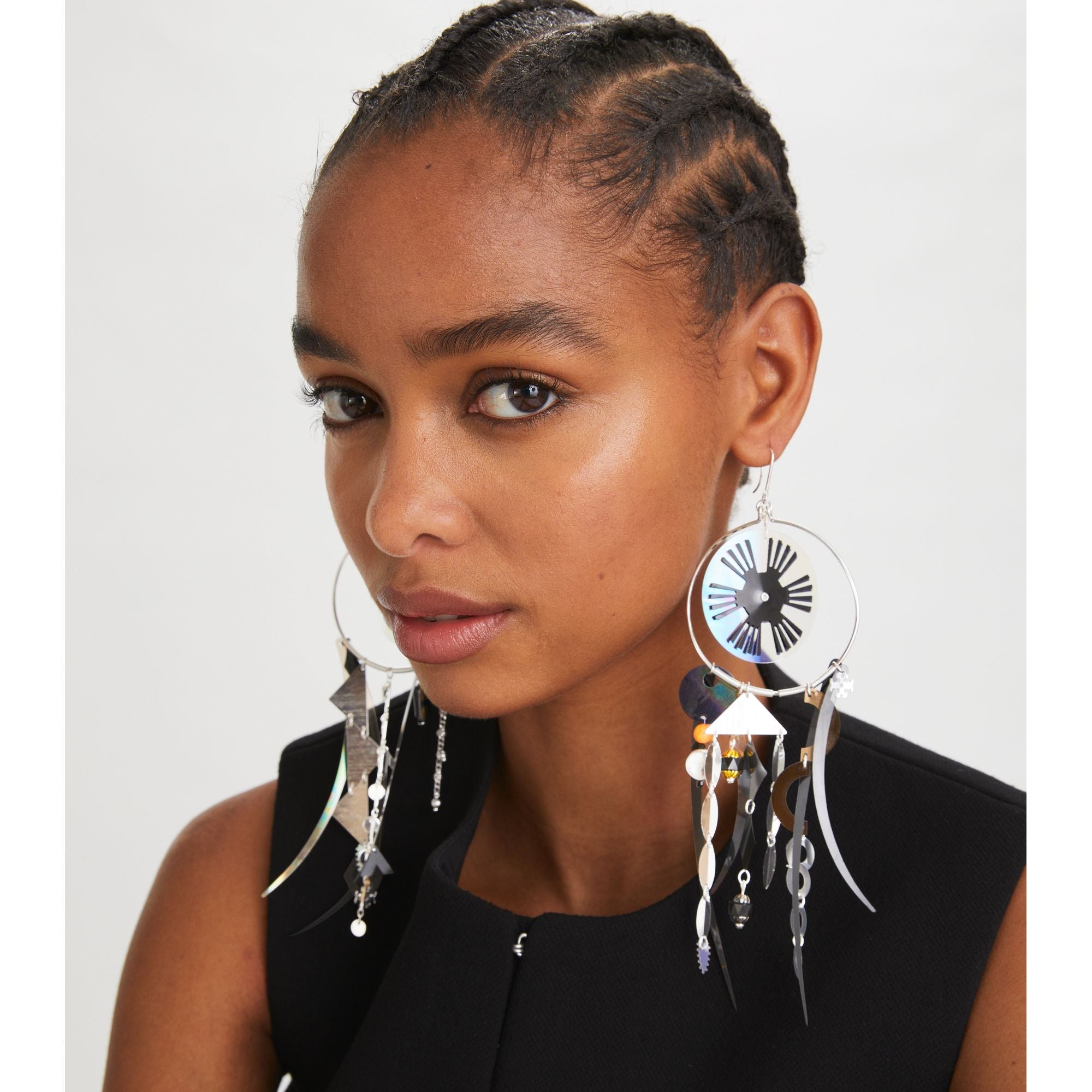 Women Galaxy Hoops - Silver / Multi