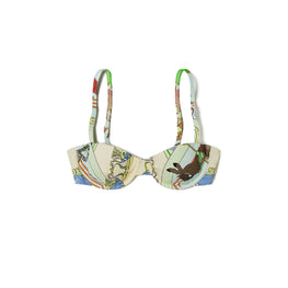 Women Printed Underwire Bikini Top - Blue Carousel