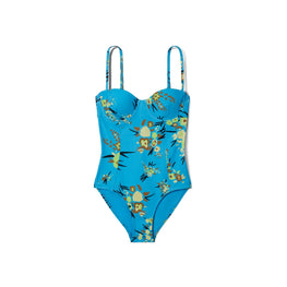 Women Printed Underwire One-Piece - Blue Drip Bouquet