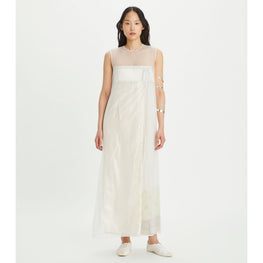 Women Devore Dress With Sheer Overlay - New Ivory