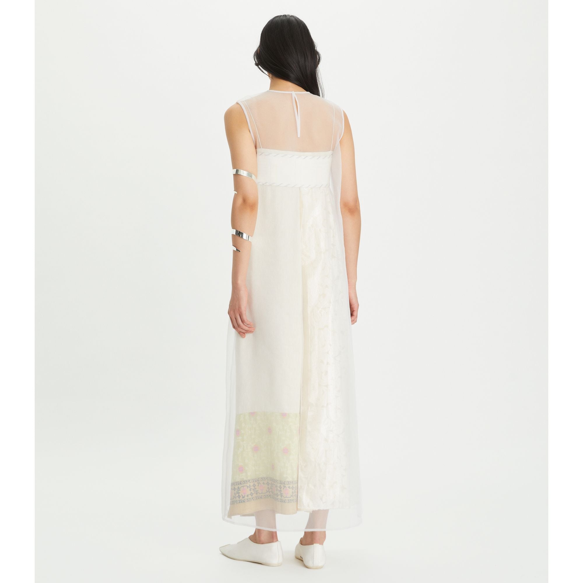 Women Devore Dress With Sheer Overlay - New Ivory