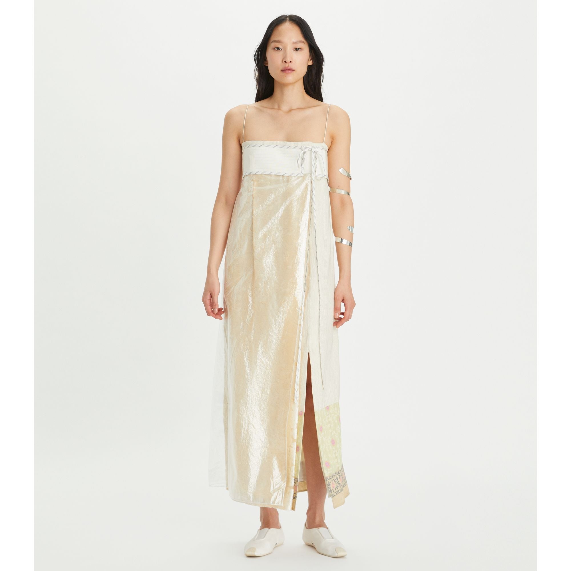 Women Devore Dress With Sheer Overlay - New Ivory