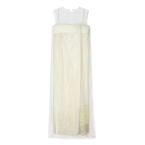 Women Devore Dress With Sheer Overlay - New Ivory