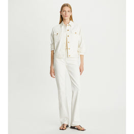 Women Denim Jacket - White Wash