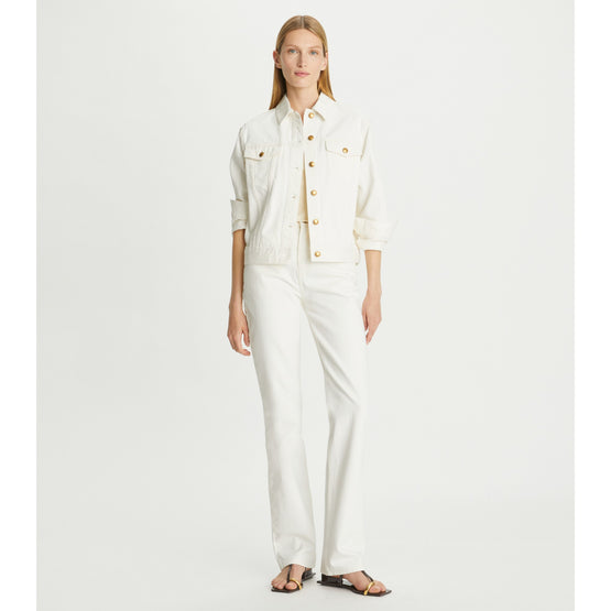 Women Denim Jacket - White Wash