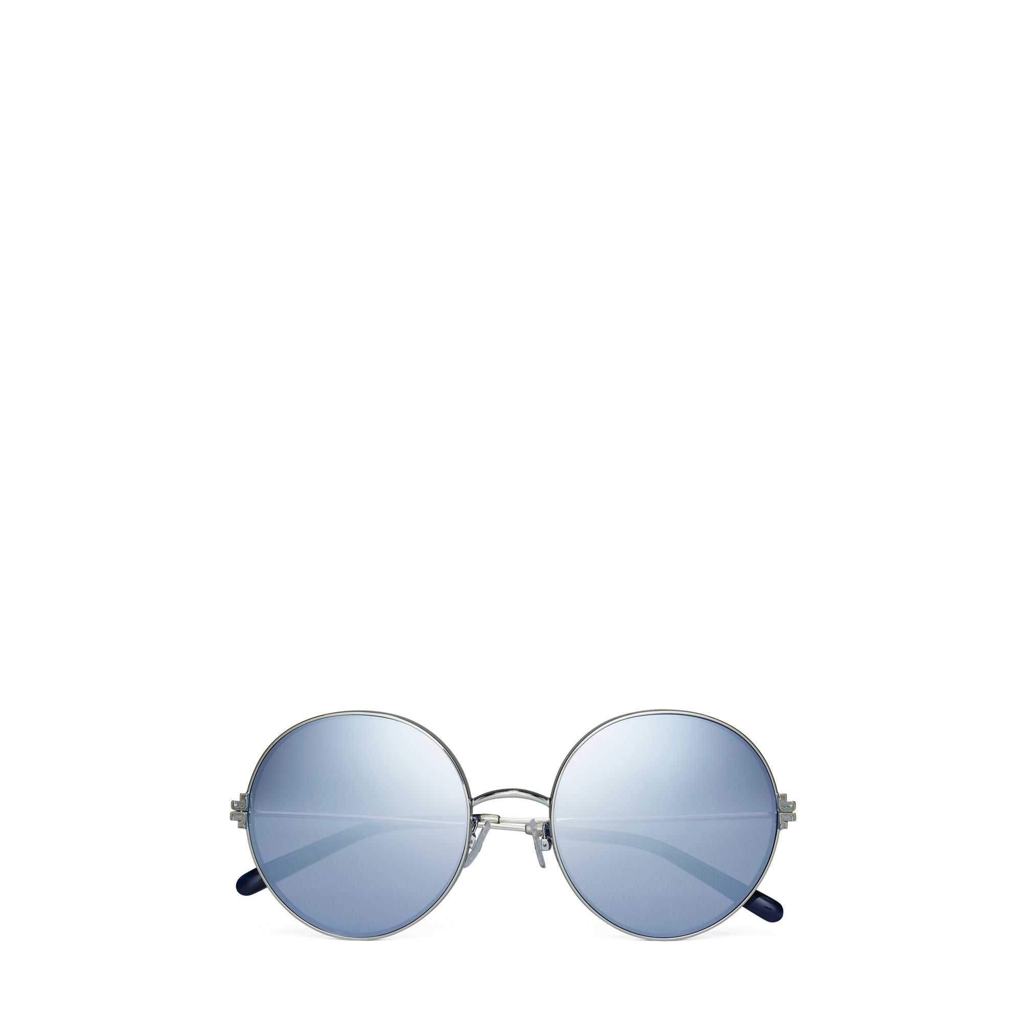 Women Eleanor Metal Round - Shiny Silver/Dark Blue Mirror