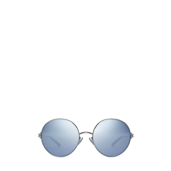 Women Eleanor Metal Round - Shiny Silver/Dark Blue Mirror