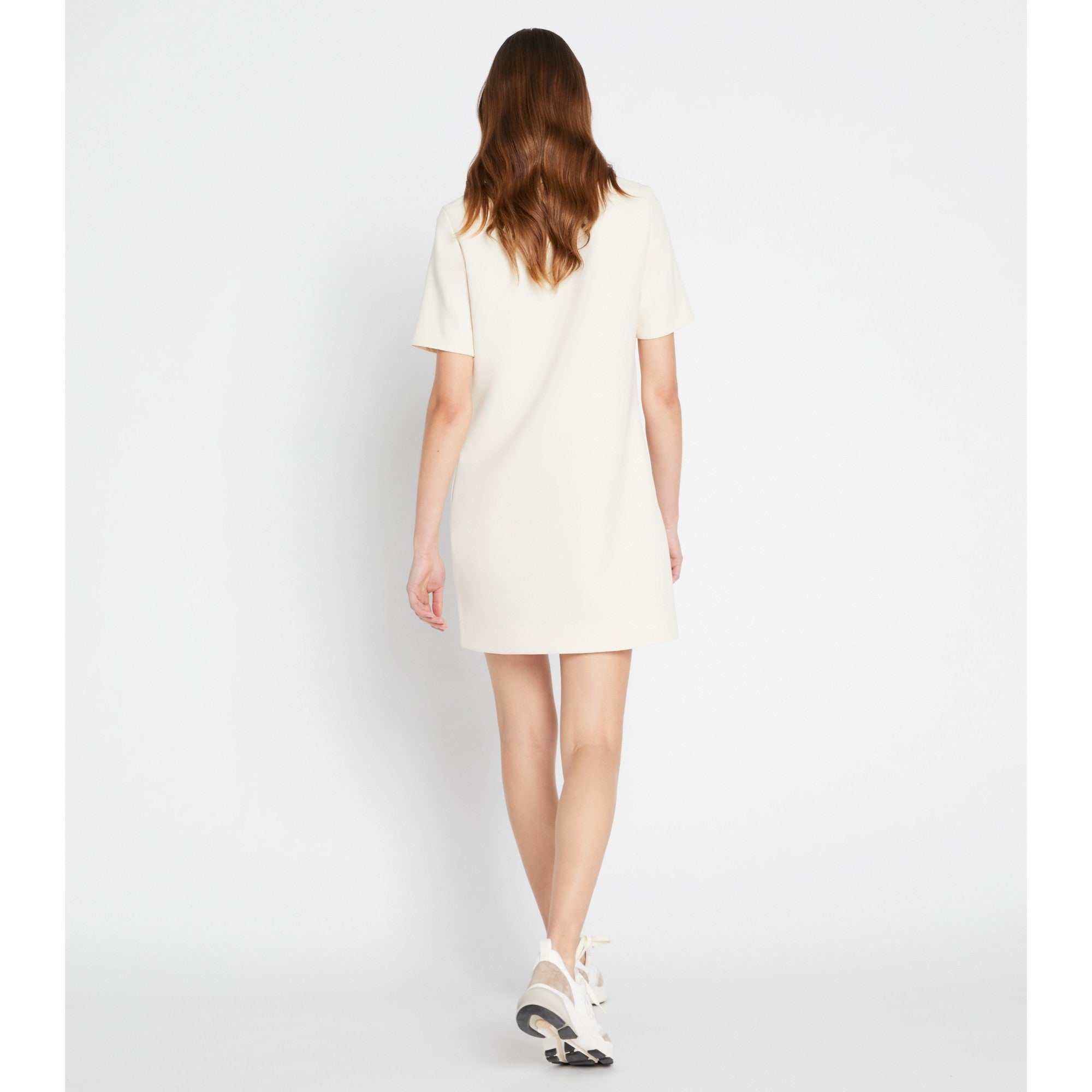 Women Chevron Polo Zip Dress - Sesame / Lemon Glow