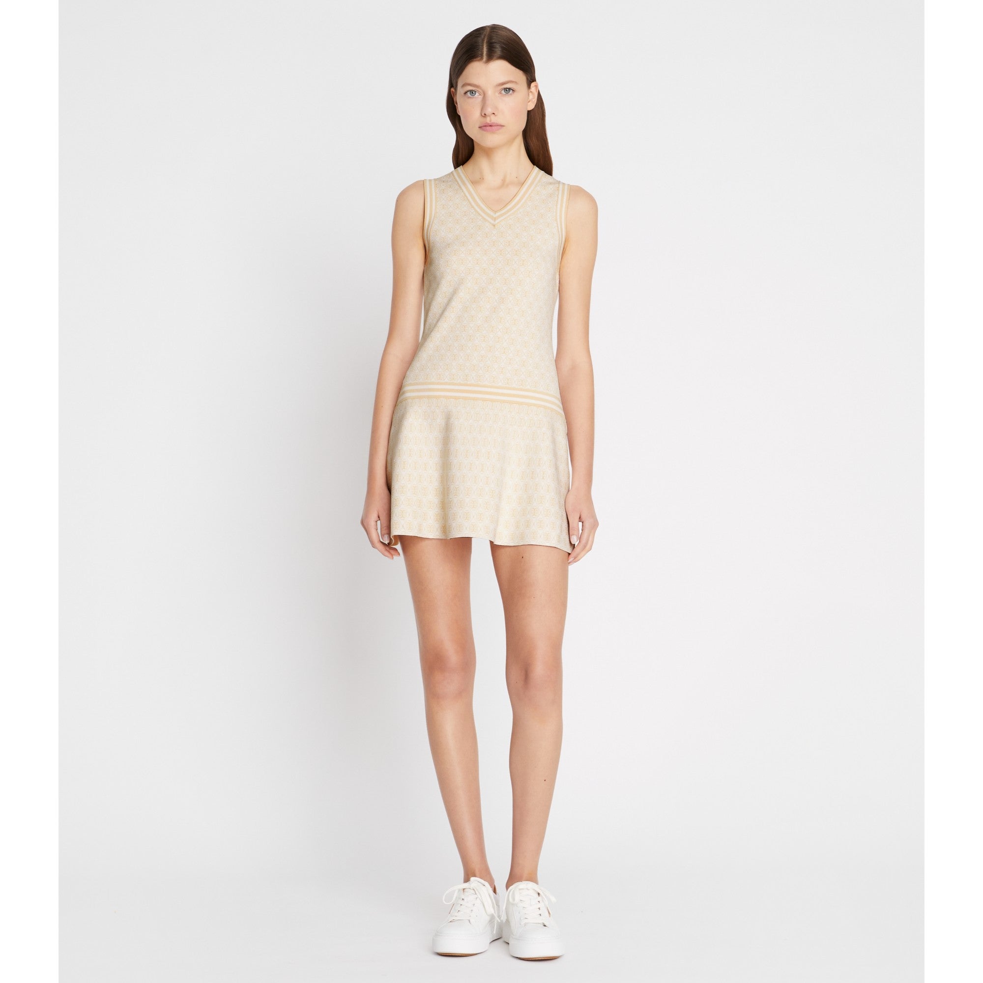 Women T Monogram Tech Knit Dress - New Ivory T Monogram Small Sport