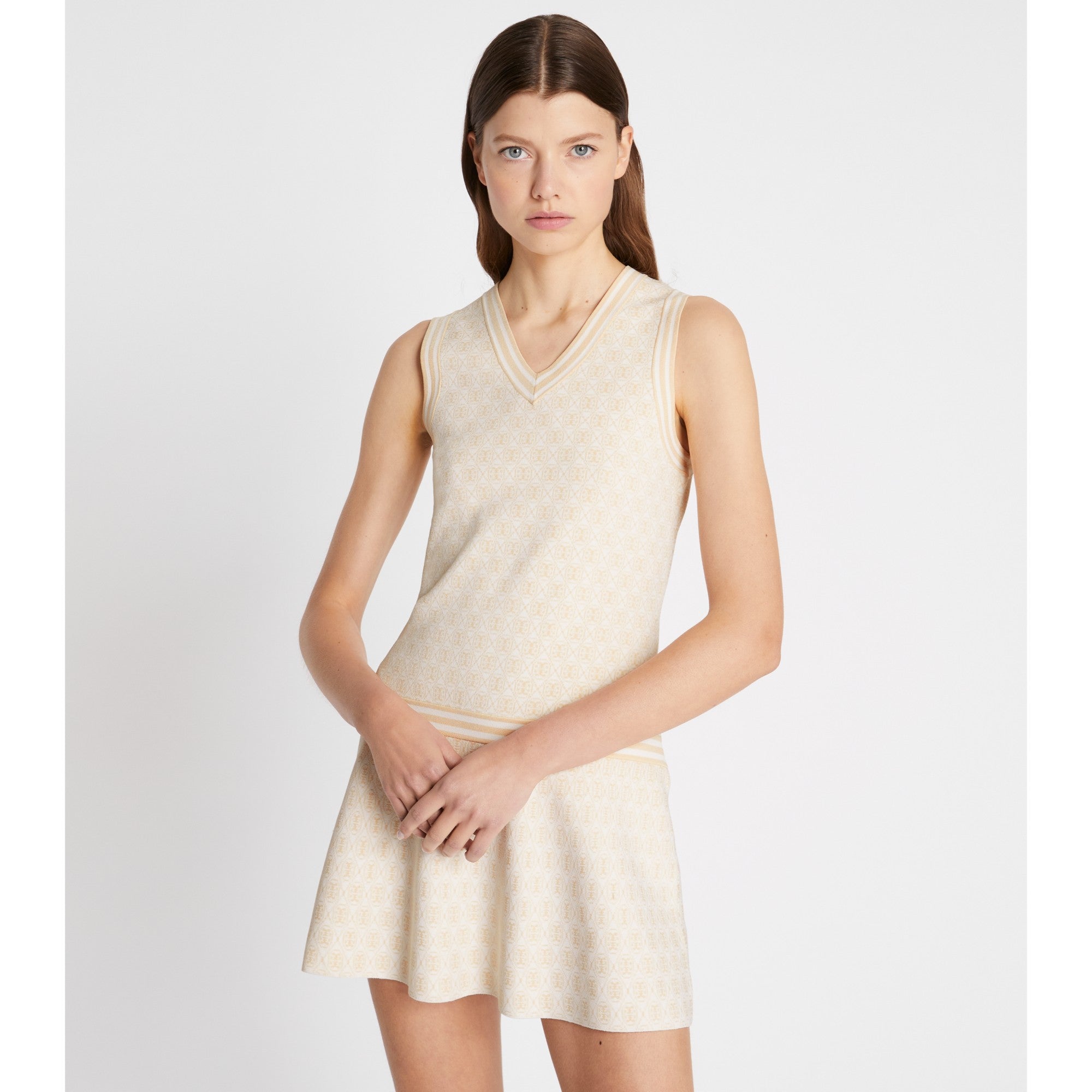 Women T Monogram Tech Knit Dress - New Ivory T Monogram Small Sport