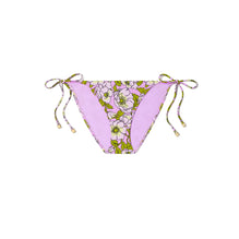 Women Printed String Bikini Bottom - Aster Pink Bold Flower