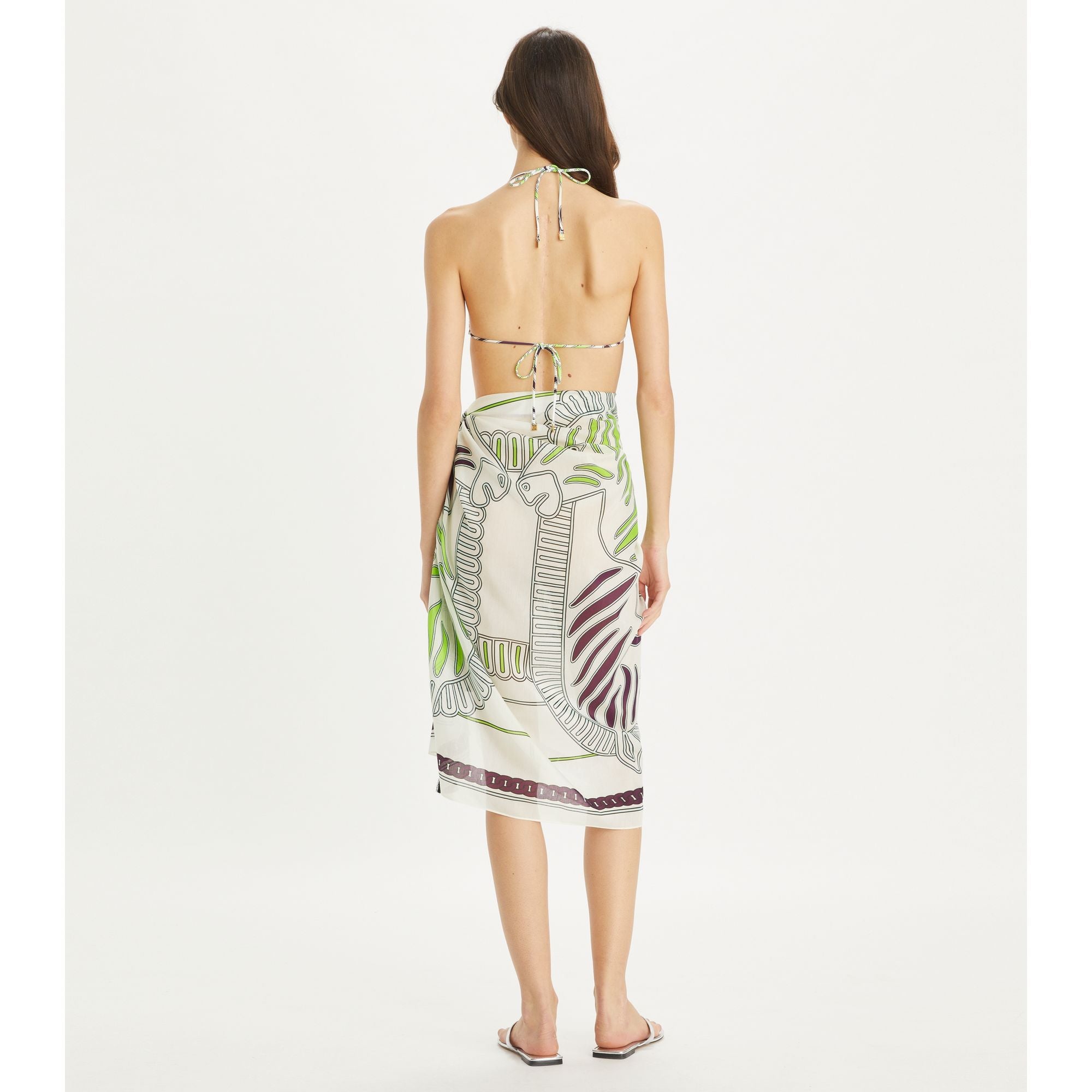 Women Printed Cotton Silk Pareo - Ivory Zebra Scarf