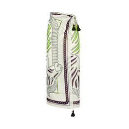 Women Printed Cotton Silk Pareo - Ivory Zebra Scarf