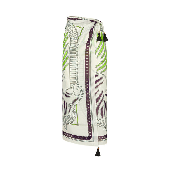 Women Printed Cotton Silk Pareo - Ivory Zebra Scarf