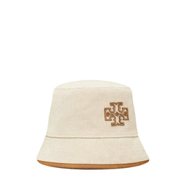 Women Two Tone Canvas Bucket Hat - Natural Brown