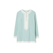 Women Embroidered Cotton Ottomon Tunic - Pastel Blue