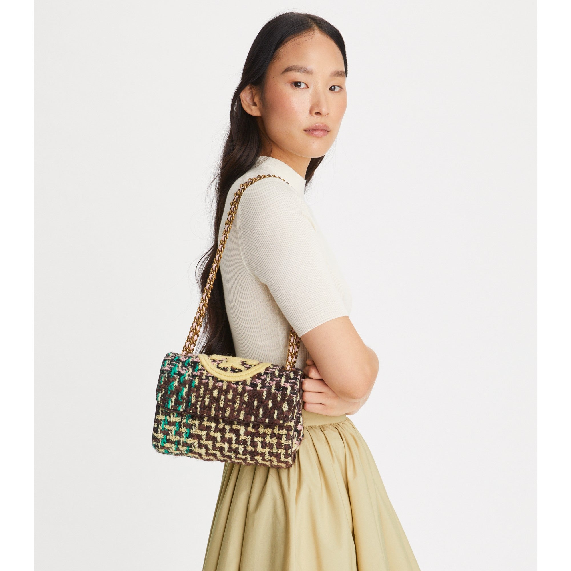 Women Fleming Soft Tweed Small Convertible Shoulder Bag - Multi