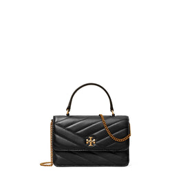 Women Kira Chevron Mini Top Handle Chain Wallet - Black