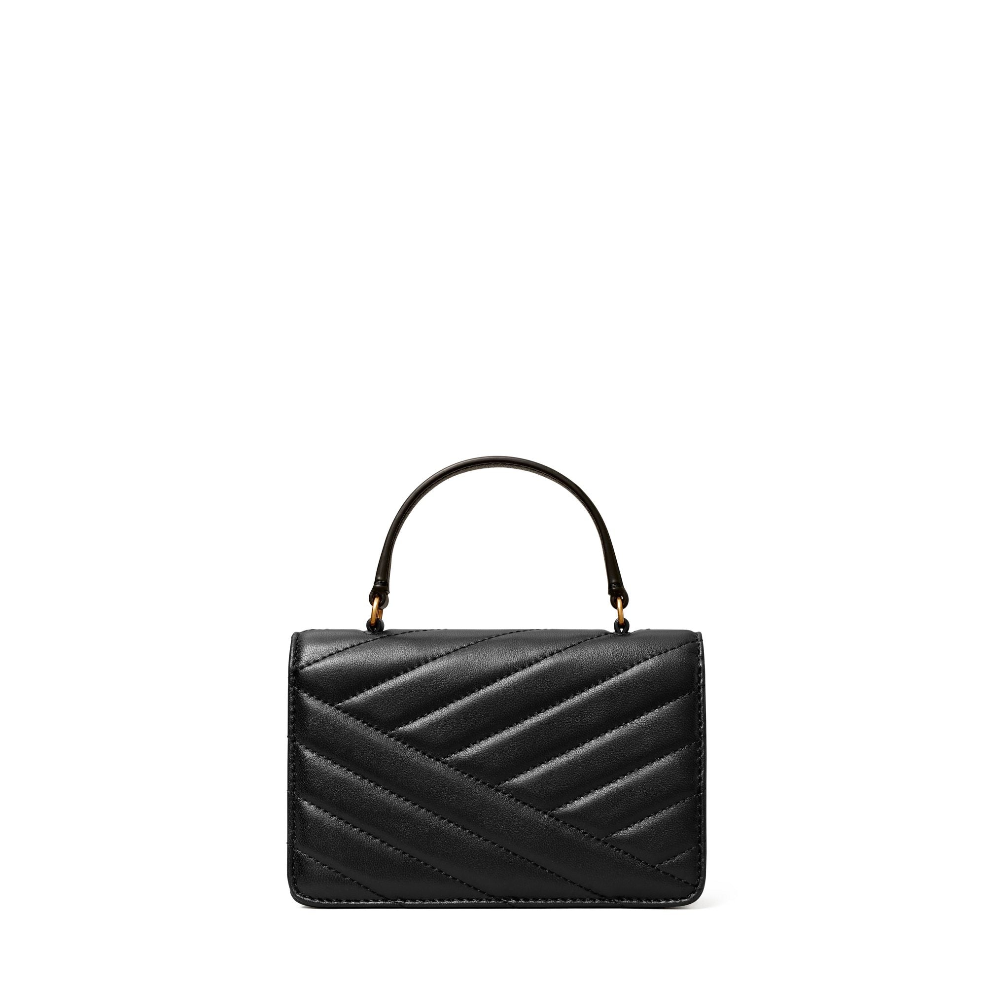 Women Kira Chevron Mini Top Handle Chain Wallet - Black