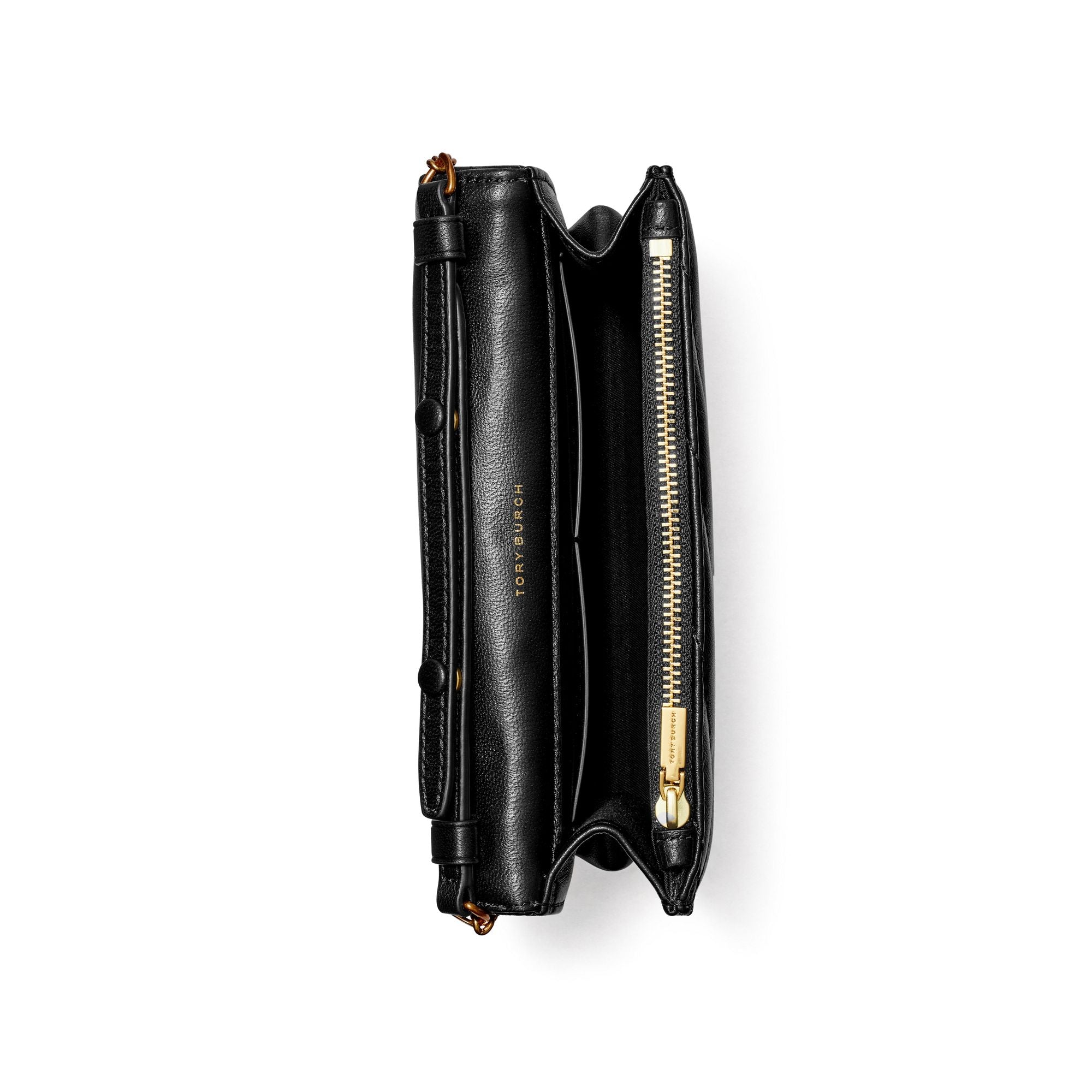 Women Kira Chevron Mini Top Handle Chain Wallet - Black