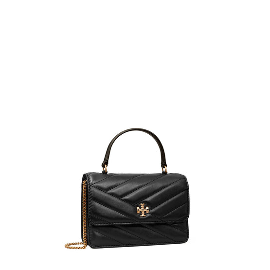 Women Kira Chevron Mini Top Handle Chain Wallet - Black