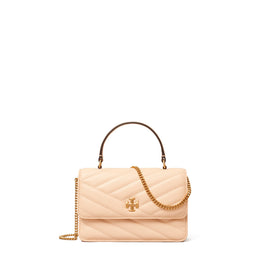 Women Kira Chevron Mini Top Handle Chain Wallet - Apricot