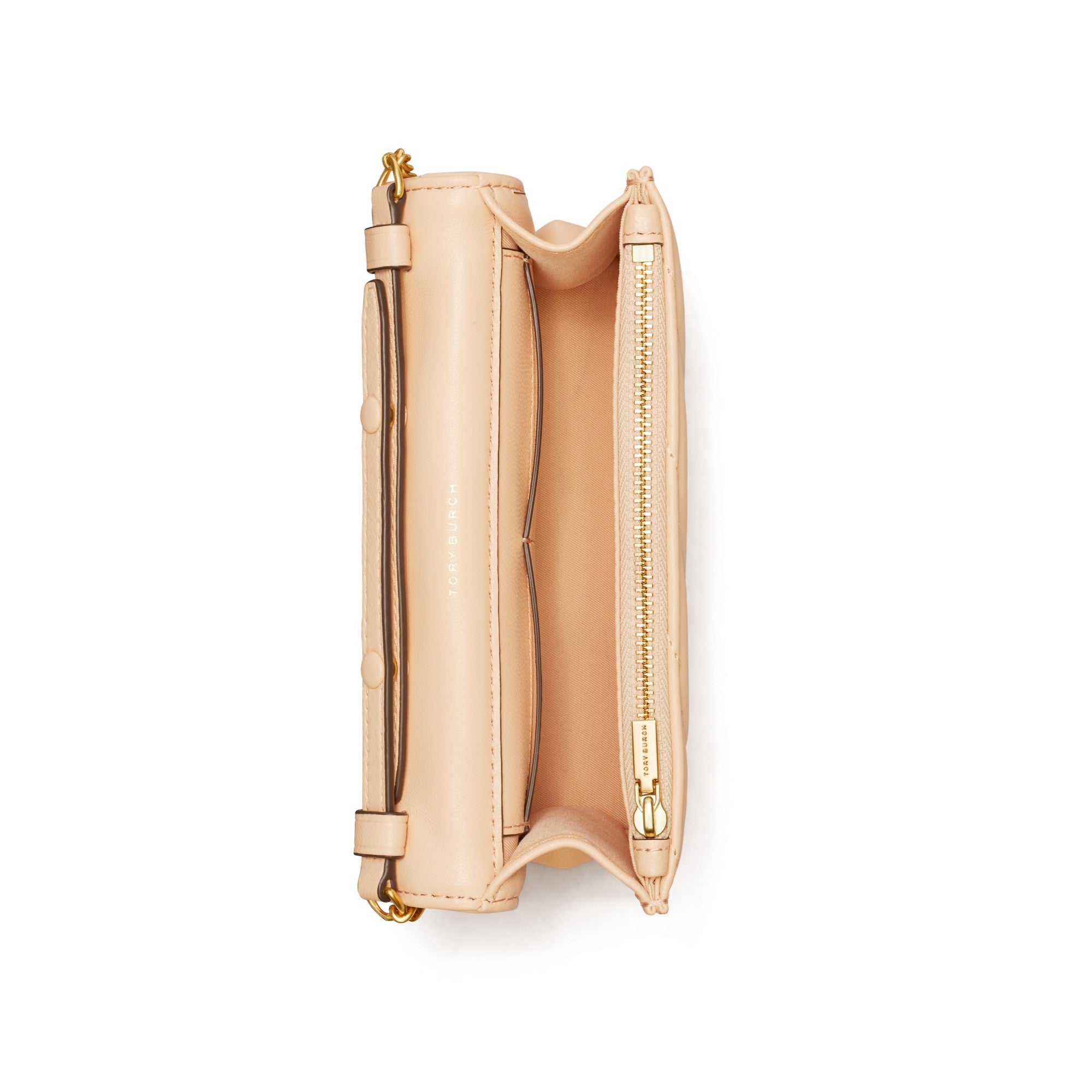 Women Kira Chevron Mini Top Handle Chain Wallet - Apricot