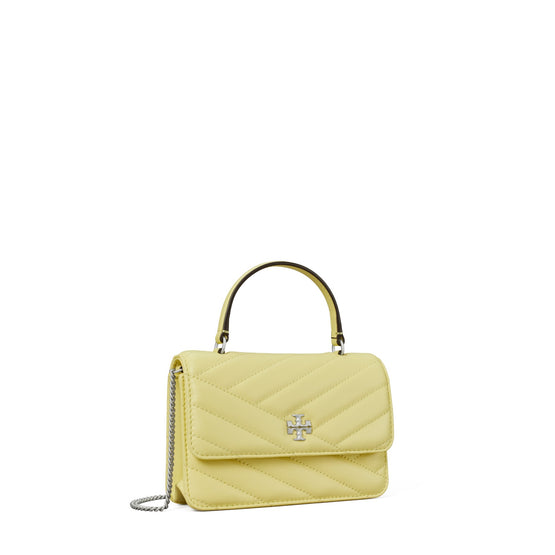 Women Kira Chevron Mini Top Handle Chain Wallet - Pastel Yellow