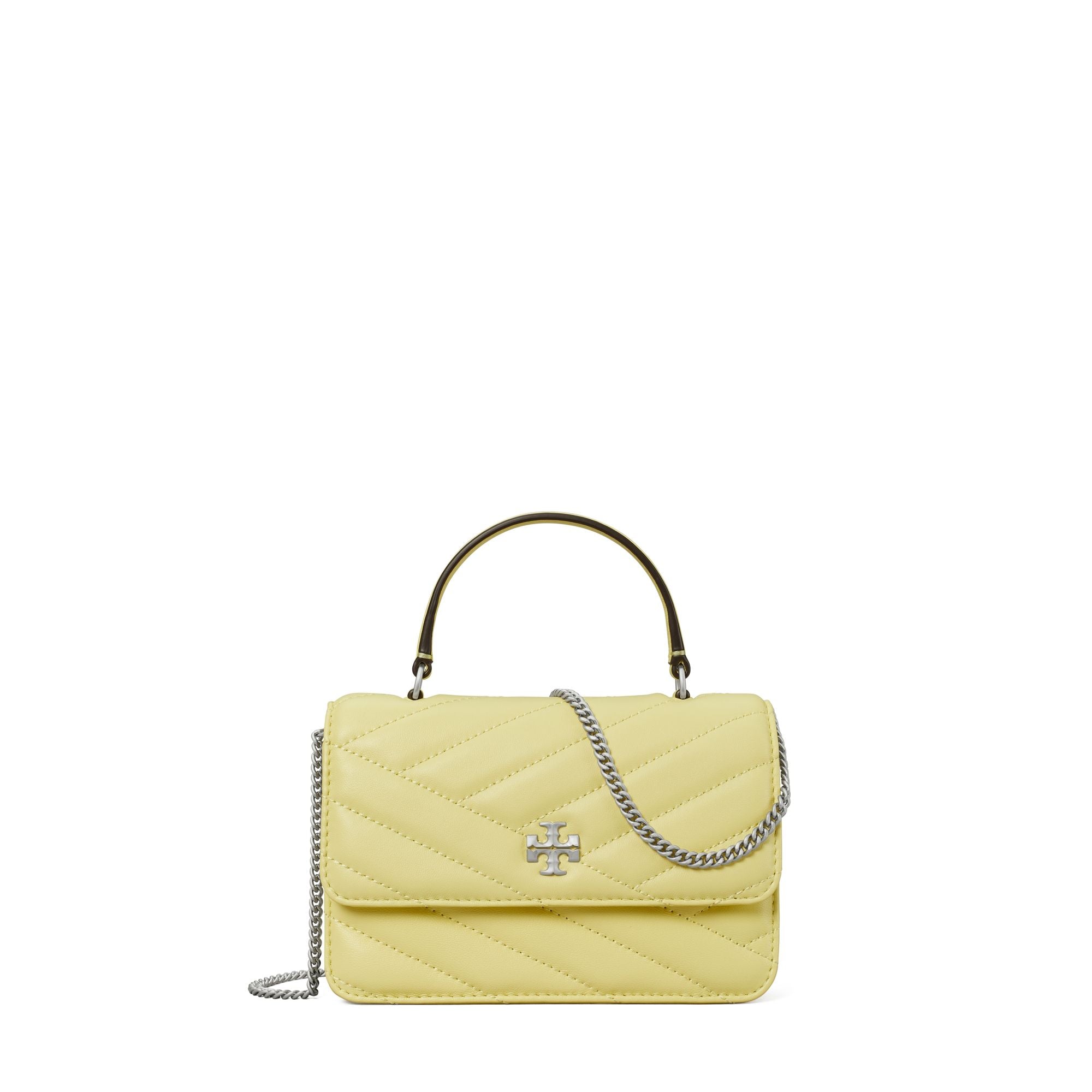 Women Kira Chevron Mini Top Handle Chain Wallet - Pastel Yellow